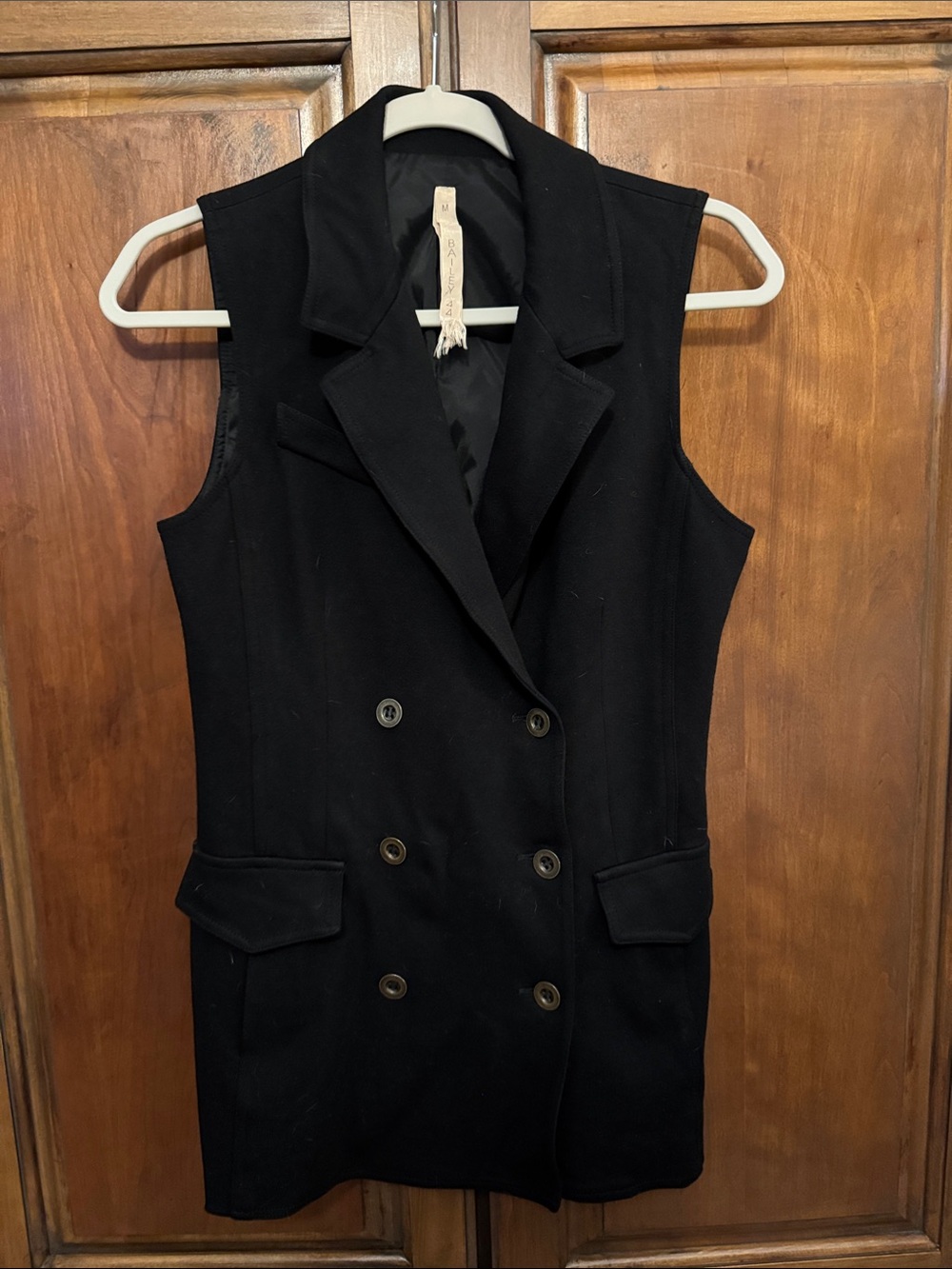 Bailey 44 Black Sleeveless Double Breasted Blazer Vest size Medium.